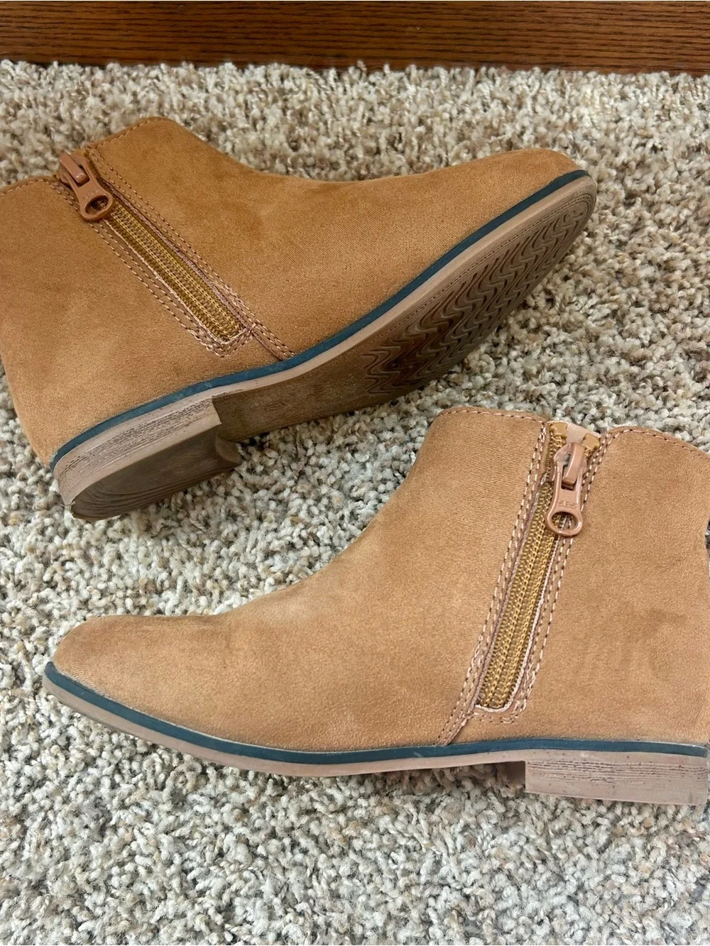 Cat & Jack Toddler Tan Suede Ankle Boots, 12T